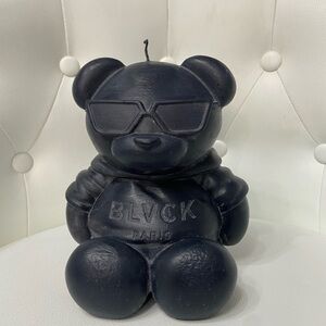 BLVCK PARIS Black Teddy Bear Candle Black Cedar & Juniper Scent 6" X 4.5" X 5"